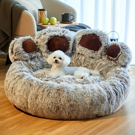 Dog Bed Cat Pet Sofa Cute Bear Paw Shape Comfortable Cozy