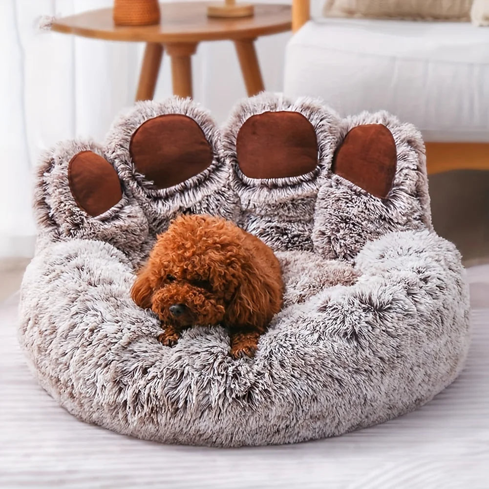 Dog Bed Cat Pet Sofa Cute Bear Paw Shape Comfortable Cozy